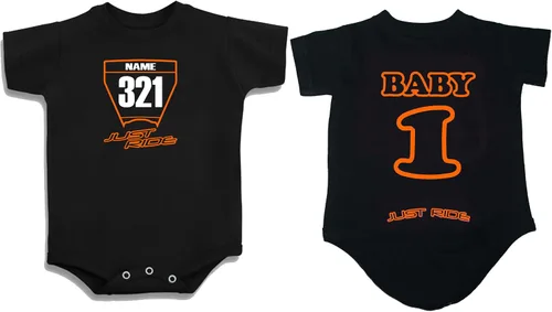 Vista 3 de JUST RIDE Motocross Baby Numero Plate One Piece Creeper Personalizado