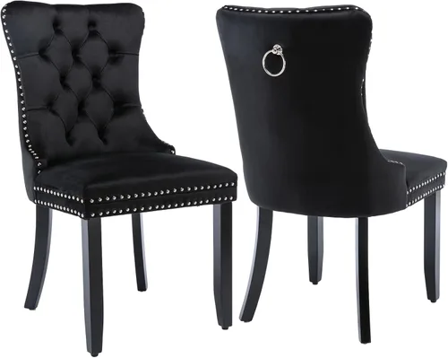 Vista 14 de Juego de 2 sillas de comedor de terciopelo beige, modernas sillas de cocina tapizadas