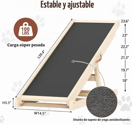 Vista 3 de Rampa para perros para cama, sofá, automóvil, 39.4 pulgadas