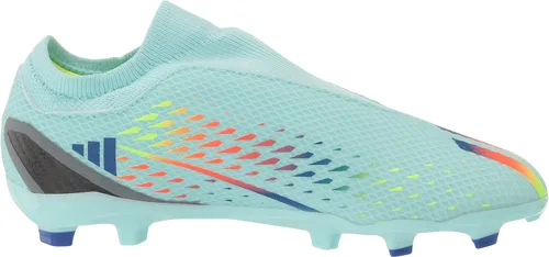 Vista 6 de adidas Tenis unisex de fútbol para niños X Speedportal.3 sin cordones para terreno firme, Clear Aqua-power Blue