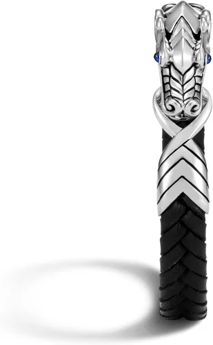 Vista 5 de John Hardy - Pulsera de plata de ley "Legends Naga" y 0.394in de cuero negro trenzado