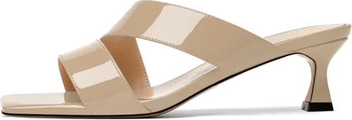 Vista 2 de SKYSTERRY Sandalias de tacón bajo con punta abierta para mujer, con tacón bajo, de 2 pulgadas Beige