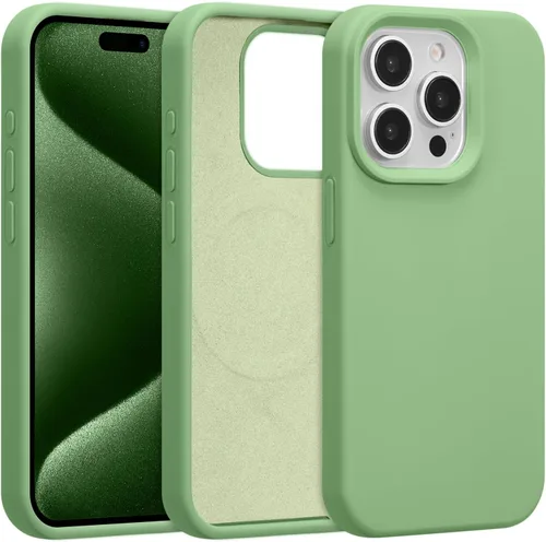 Vista 39 de Funda magnética de silicona para iPhone 13 Pro, color blanco antiguo [Compatible con Magsafe] [Forro de microfibra suave antiarañazos], funda