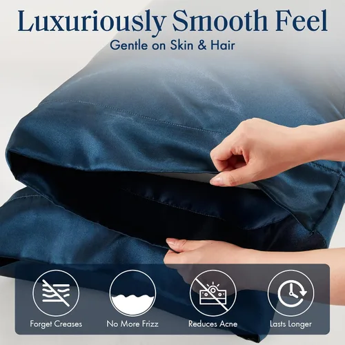 Vista 204 de Madison Park Essentials - Juego de sábanas de satén de lujo y sedoso con brillo natural, bolsillo elástico de 14 pulgadas para colchones de hasta 16