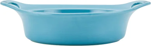 Vista 9 de Rachael Ray Solid Glaze Ceramics - Juego de utensilios para hornear/panadería con tapa compartida, 3 piezas, azul agave