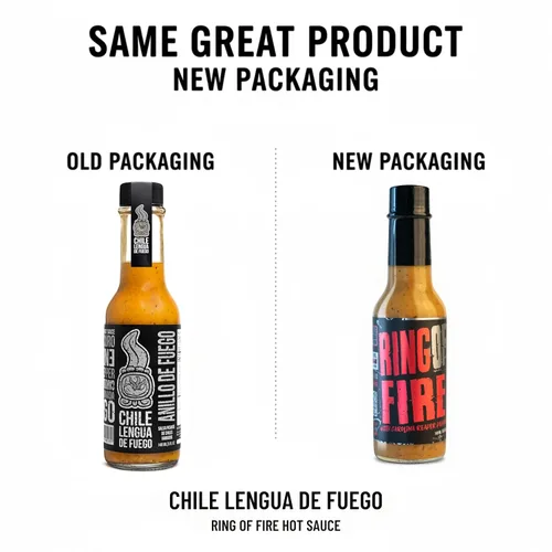 Vista 4 de Hot Sauce Chile Lengua de Fuego (paquete de 1, anillo de fuego) - Salsa ultra caliente de Carolina Reaper con miel, ron, eneldo y ajo