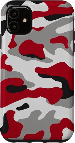 Vista 8 de red camo Print red and Black Camoflage Pattern Phone Case for iPhone 17
