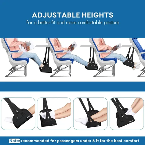 Vista 4 de 2 Pack Foot Hammock for Plane Travel with Comfortable No Clashing Base, Portable Foot Rest Made with Premium Memory Foam, Airplane Footrest Travel