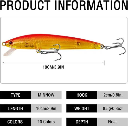 Vista 2 de Señuelos de pesca, señuelo grande y duro Minnow VIB con gancho de agudos Life-Like Swimbait Fishing Bait Popper Crankbait Vibe Sinking Señuelo