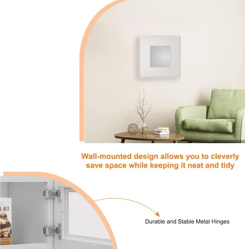 Vista 5 de LOVMOR Armarios de pared, botiquines con puertas de cierre suave, muebles decorativos para salas de estar, dormitorios, cocinas, lavanderías, gris