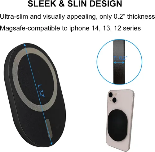 Vista 5 de Soporte magnético para teléfono para carrito de golf, compatible con iPhone 12, 13, 14, 15 / Plus/Pro, teléfono inteligente con funda Magsafe (negro)