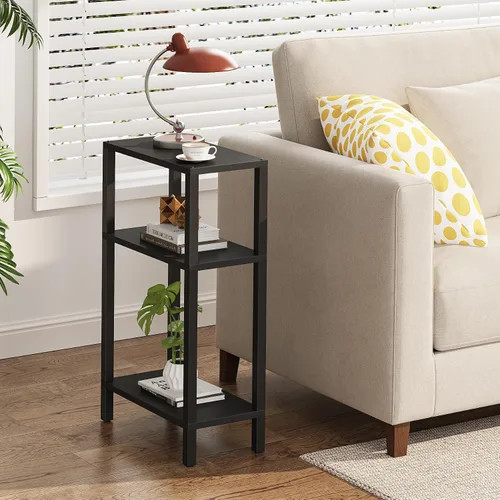 Vista 14 de TUTOTAK Mesa auxiliar pequeña, mesa de extremo estrecho, mesa de sofá delgada, mesita de noche delgada, mesa de sofá, sala de estar, dormitorio Negro