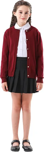 Vista 7 de SMILING PINKER cardigan de cuello redondo para niñas Negro