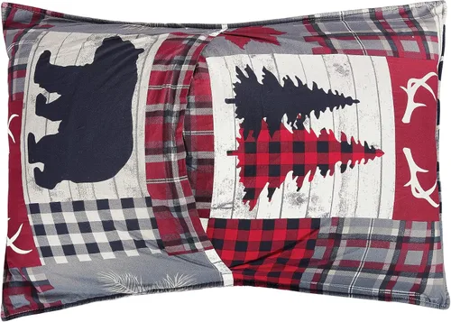 Vista 6 de C&F Home Hayden - Juego de edredón de 3 piezas, tamaño matrimonial/queen, estampado de retazos grises, cabaña de cabaña, rústico, 100% algodón