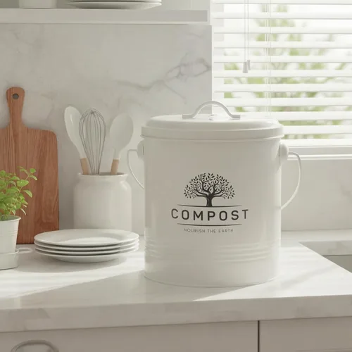 Vista 8 de Perfnique Cubo de Compost de Cocina, Cubo de Compost de Encimera de 1.3 Galones con Tapa, Cubo de Compost Interior Incluye Forro de Cubo