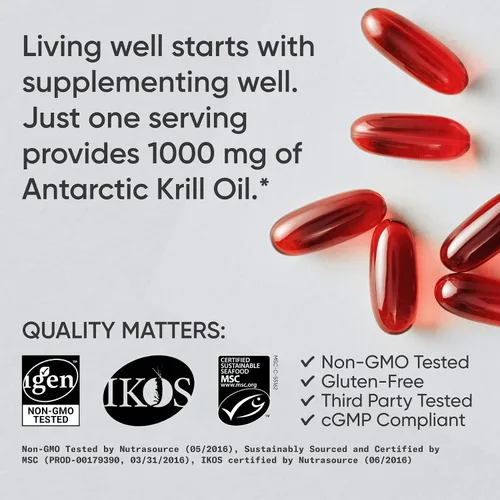 Vista 4 de Sports Research® Aceite de Krill Omega-3 de 1000 mg (doble fuerza) – Superba Krill antártico puro con colina, fosfolípidos y astaxantina