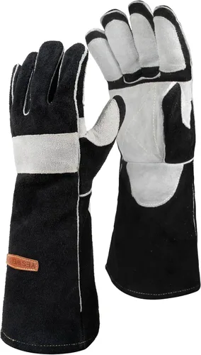 Vista 9 de YESWELDER Guantes de soldadura de forja de cuero, resistentes al fuego, 14 pulgadas, con costuras de Kevlar, guantes resistentes para Mig, Tig