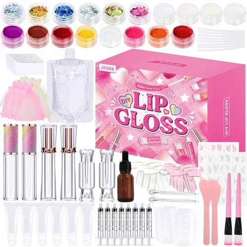 Vista 3 de Jcoos Kit de fabricación de brillo de labios, kit de brillo de labios divertido para niños, haz tu propio kit de brillo de labios