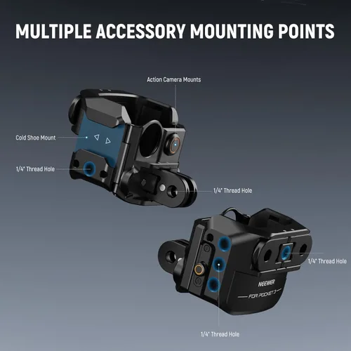 Vista 2 de NEEWER Pocket 3 Jaula, Plataforma de Grabación de Video para Cámara Gimbal de Aleación de Aluminio con Adaptador Incorporado de Accesorios de Cámara