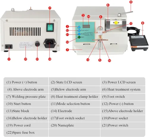 Vista 6 de Equipo de laboratorio dental dental 110V del tratamiento térmico de la máquina del soldador del punto de HL-WD II