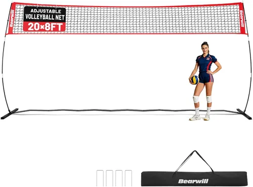 Vista 8 de Bearwill Volleyball Net, 12FT/20FT Portable Volleyball Net for Backyard, Freestanding Volley Ball Set Height Adjustable with Carry Bag, Volley Ball