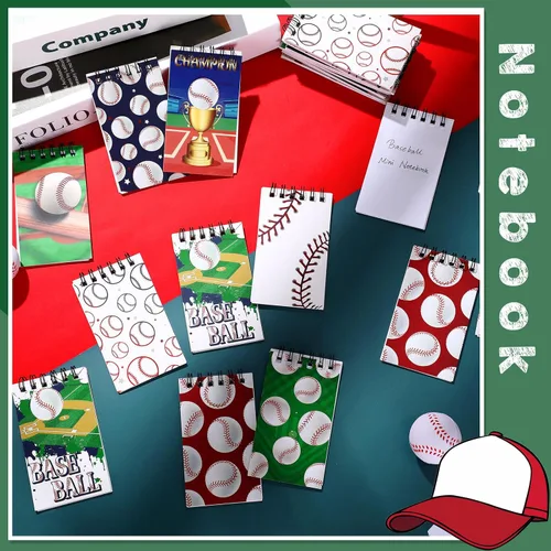Vista 5 de Faccito 32 piezas de mini bloc de notas deportivos, baloncesto, béisbol, fútbol, suministros para fiestas, bolsas de regalo, bloc de notas