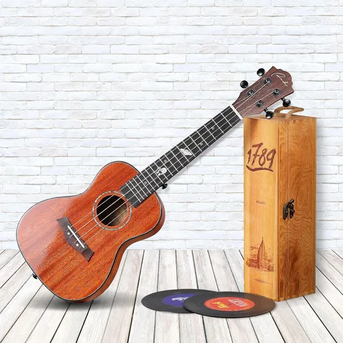 Vista 8 de Ranch Ukelele de concierto de 23 pulgadas, kit de ukelele profesional pequeño hawaiano para guitarra hawaiana, paquete de iniciación, bolsa