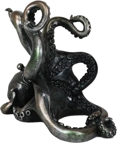 Vista 3 de Ebros Gift Portabotellas de vino de pulpo gigante marino The Call of Cthulhu Kraken Figurine 8 pulgadas de largo náutico océano profundo criatura
