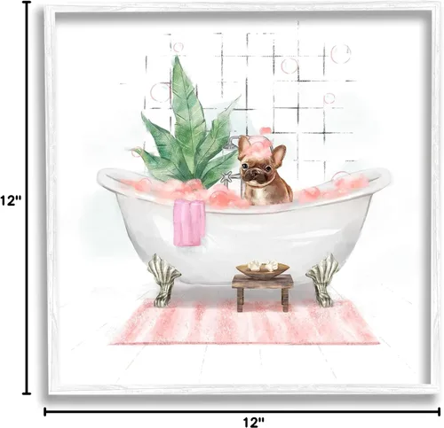 Vista 9 de Stupell Industries Adorable bulldog francés en baño de burbujas rosa