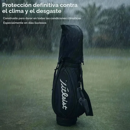 Vista 2 de Cubierta de lluvia para bolsa de golf con capucha impermeable 1680D de nylon a prueba de polvo, ajuste universal con capa de lluvia ajustable