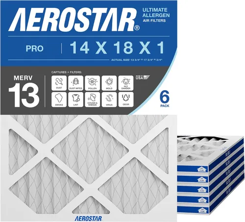 Vista 8 de Aerostar Filtro de aire MERV 8 de 14 x 18 x 1, paquete de 4 filtros de horno HVAC, electrostático MPR 600 y FPR 5