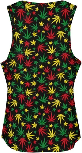 Vista 4 de Leaf Weed Rasta Marihuana - Camiseta sin mangas para mujer, chaleco deportivo clásico, camiseta deportiva para yoga, sin mangas