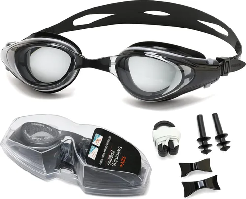 Vista 10 de Body+ Gafas de natación para miopes, gafas de natación con lentes ópticas con espejo/sin espejo para miopía, antivaho para hombres y mujeres adultos