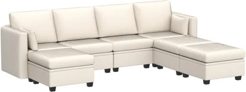 Vista 4 de Weture - Sofá modular seccional con almacenamiento, sofá seccional en forma de U para sala de estar, sofá seccional modular convertible