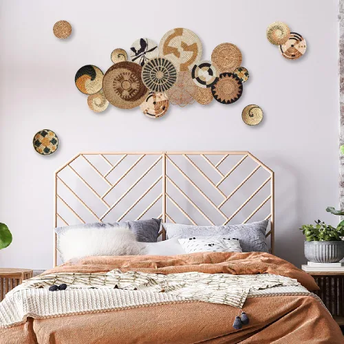 Vista 10 de SUPERDANT Decoración de pared de mandala azul, calcomanía de pared de vinilo con patrón de mandala bohemio, decoración del hogar, calcomanías