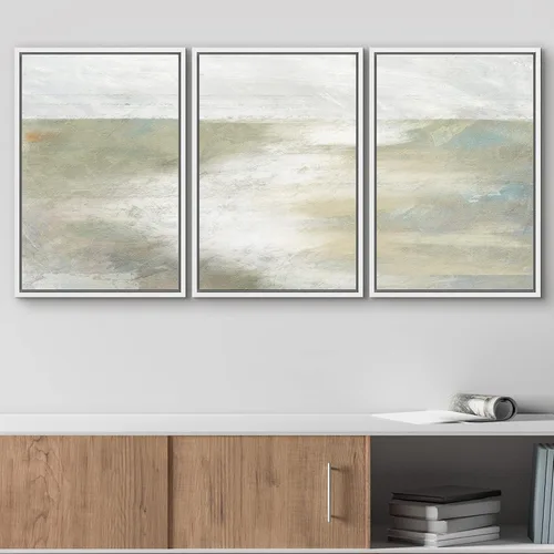 Vista 194 de wall26 Lienzo enmarcado para pared, juego de arte de acuarela pastel, paisaje rural, ilustraciones con formas abstractas, arte moderno, decorativo