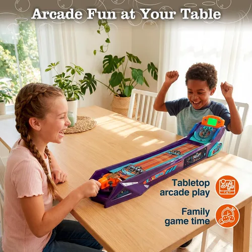 Vista 2 de Juego de Bola de Callejón — Juego de Mesa Electrónico de Rodar y Puntuar, Puntuación Automática con Luces y Sonido, Lanzador con Manija — 1-2