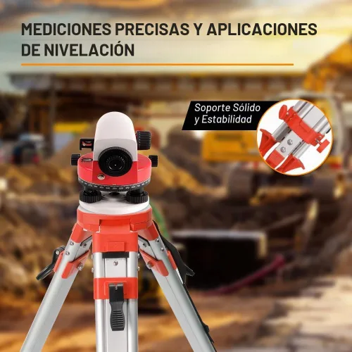 Vista 5 de Trípode de topografía, trípode de levantamiento de aluminio con abrazadera rápida de cabeza plana de 11 roscas de 5/8 pulgadas para estación total