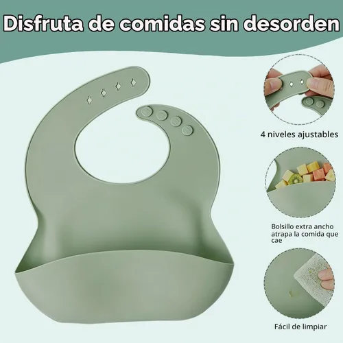 Vista 3 de 19 piezas de silicona bebé alimentación Set Eating Essentials para Juego de platos y cuencos para niños pequeños con babero, alimentador de frutas