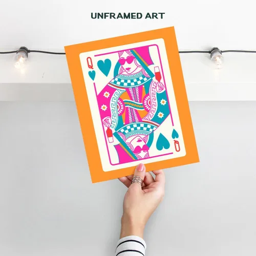 Vista 2 de Queen of Hearts Decoración Preppy para Habitación - Queen O Hearts Decoración de Pared Estética Linda y de Moda para Mujeres - Estampado Funky Azul