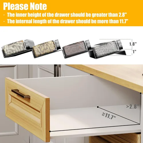 Vista 3 de Famhap Organizador de cajones de especias, 8 niveles expandible de 11.7 a 23.2 pulgadas, bandeja para condimentos para cajones de cocina, bandeja