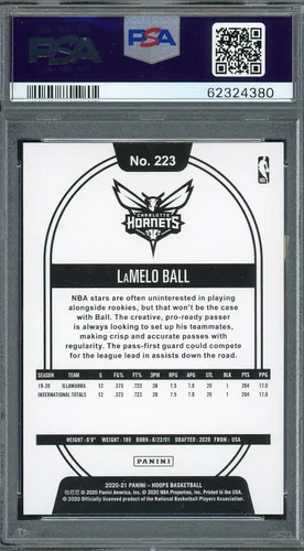 Vista 2 de LaMelo Ball 2020 Panini Hoops Tarjeta de Novato de Baloncesto RC #223 PSA 9