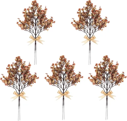 Vista 2 de 5 piezas de flores artificiales de aliento de bebé a granel, flores de tacto real, flores artificiales de seda para decoración del hogar, arreglo