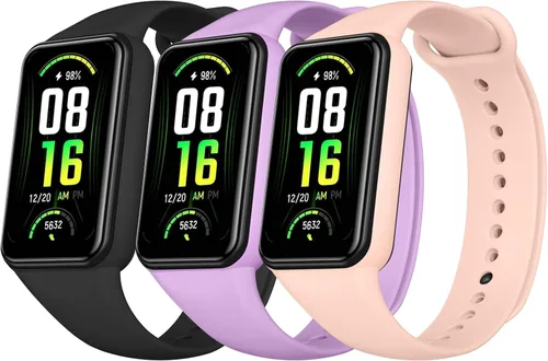 Vista 9 de Amzpas Bandas de TPU para Amazfit Band 7 Fitness & Health Tracker, paquete de 3 pulseras suaves y transpirables, correa deportiva de repuesto