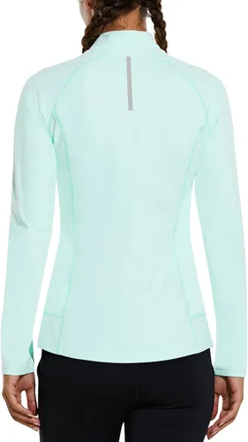 Vista 4 de BALEAF Womens Fleece Half-Zip Running Jacket Athletic Pullover Long Sleeve Thermal Shirts Workout Winter Cold Weather