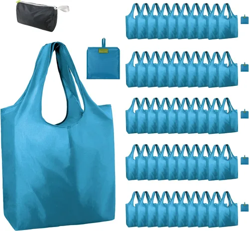 Vista 42 de BeeGreen Bolsas de comestibles reutilizables de Navidad con bolsa de almacenamiento con cremallera, paquete de 10 bolsas de compras reutilizables a