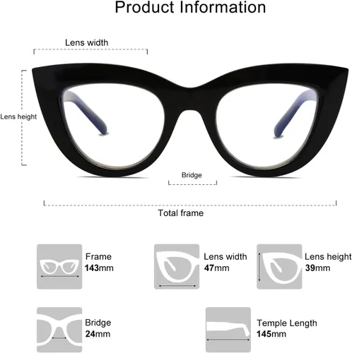 Vista 3 de SOJOS Blue Light Blocking Glasses Retro Vintage Cateye Eyeglasses for Women Plastic Frame Party Glasses SJ5025C