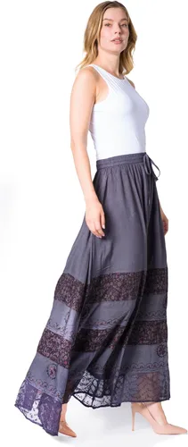Vista 4 de Sakkas Sandra - Falda larga estilo gitana para mujer, estilo bohemio, cintura elástica y bolsillos