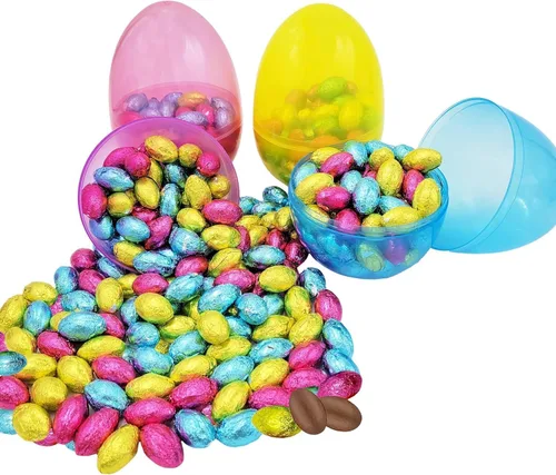 Vista 5 de The Dreidel Company Huevos de Pascua rellenables de 6 pulgadas, paquete de 6 unidades, translúcidos, coloridos de plástico gigante, se mantiene