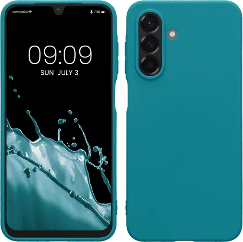 Vista 45 de kwmobile Funda compatible con Samsung Galaxy A12 - Funda protectora de silicona TPU suave y delgada - Azul Báltico